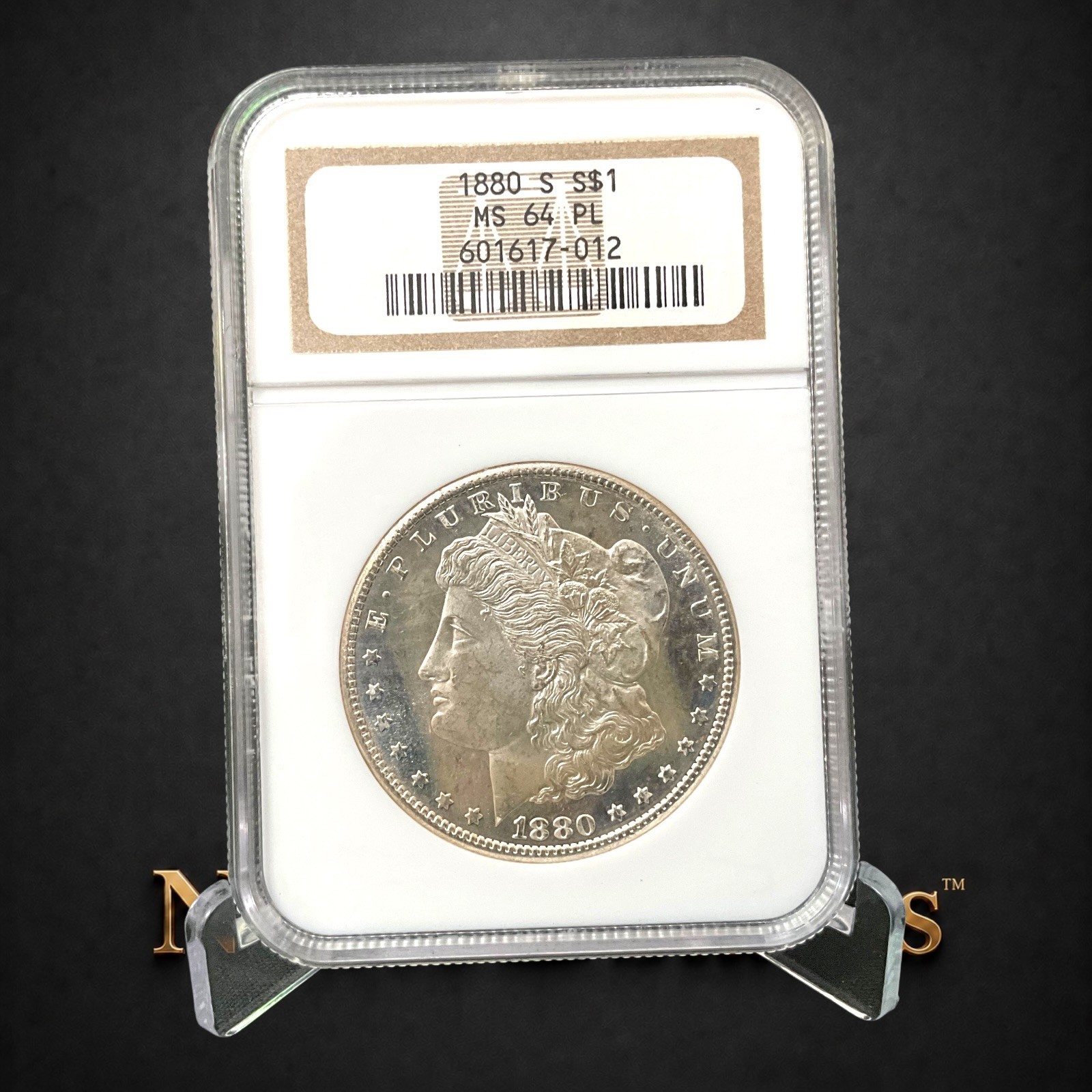 1880-S Morgan Silver Dollar NGC MS64 PL Proof-Like Gen 7 Lined Fatty Old Holder