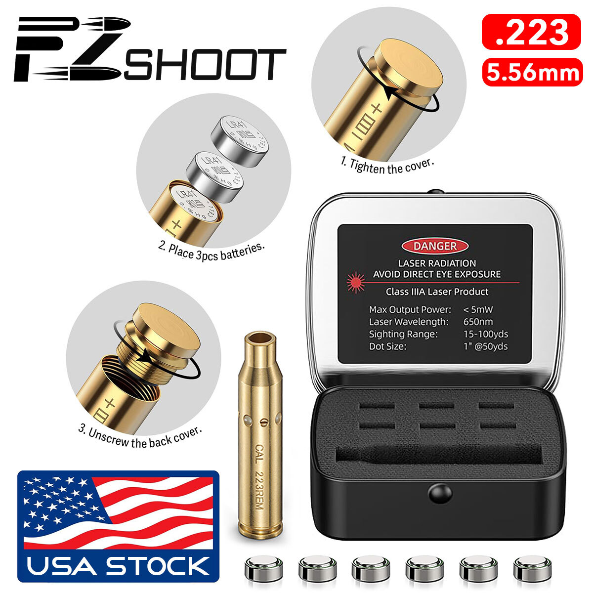 .223/5.56mm Red Dot Laser Bore Sight Kit Quick Zeroing Boresighter Sighting Tool