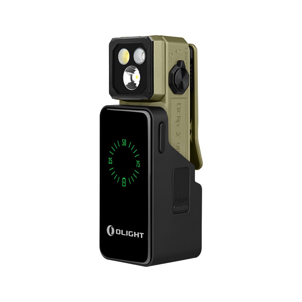 Olight Oclip 2 Ultra Premium Olive Green Clip Light, UV/Flood/Red/Spot, 580 Lum