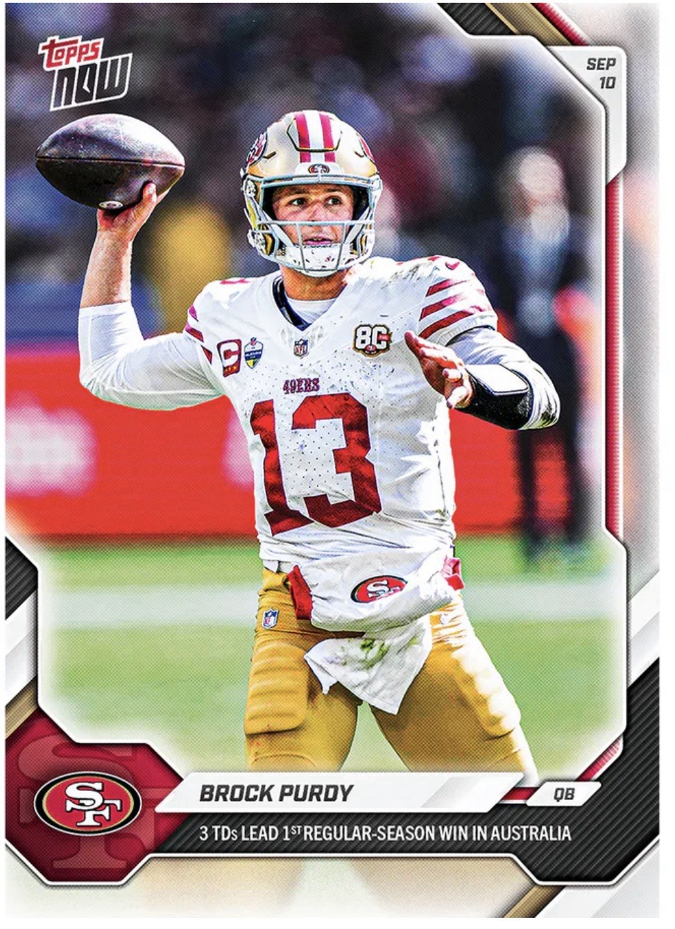 2026 Topps Now NFL #4 Brock Purdy San Francisco 49ers PRESALE