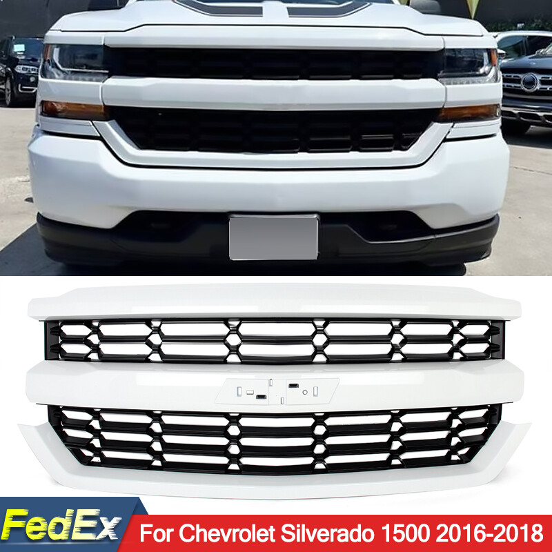 Fit Chevy Silverado 1500 2016 2017 2018 Front Bumper Grille Grill Summit White