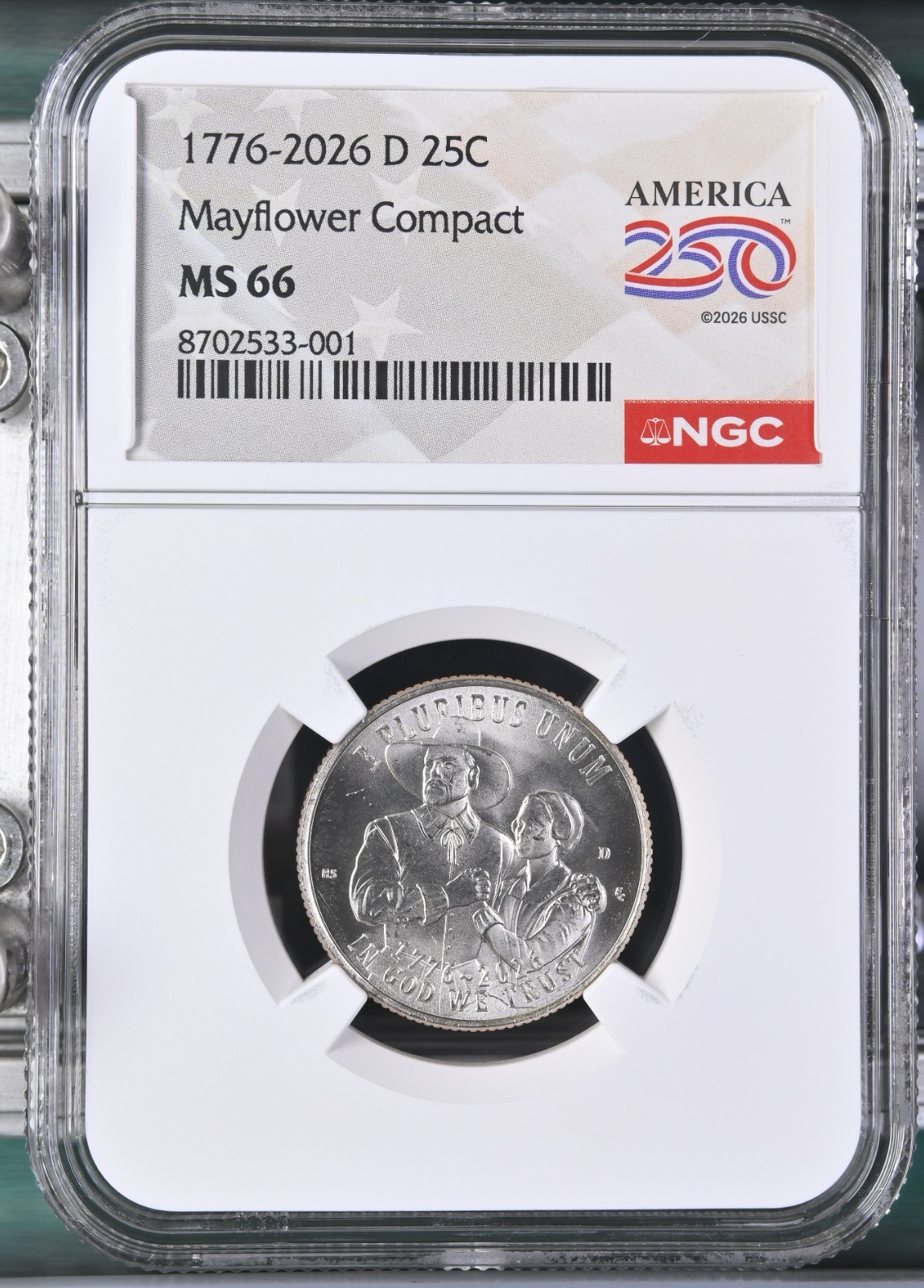 2026 D Mayflower Compact Quarter Graded NGC MS-66 w/ America 250 Label