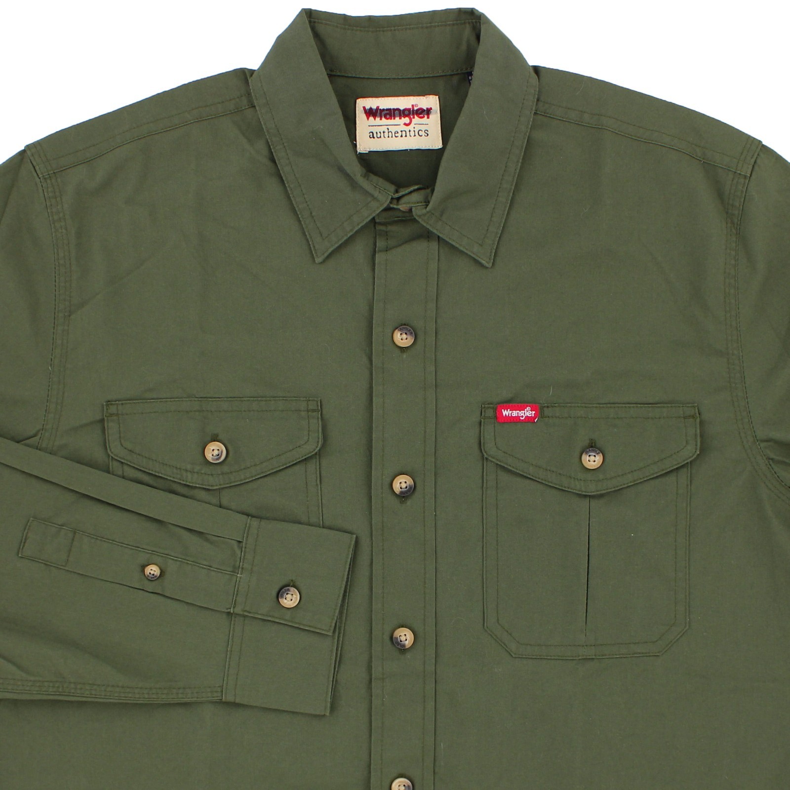 Wrangler Authentics Men\'s Shirt, Collared, Long Sleeve, Button Up