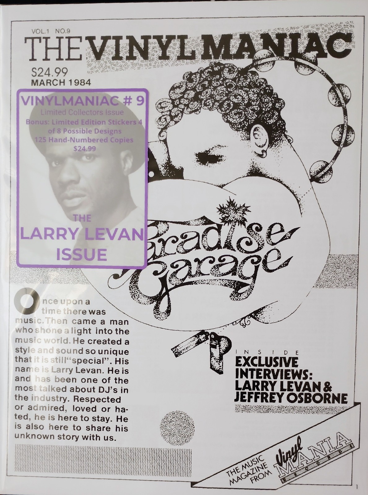 Vinylmaniac #9 LARRY LEVAN PARADISE GARAGE 1984 Facsimile Limited Edition 24.99