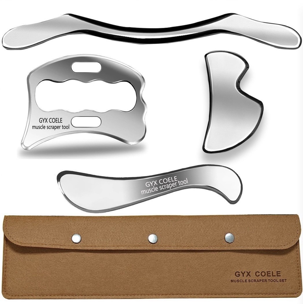 GYX COELE 4 in 1 Muscle Scraper Physical Therapy Massage Tools with Storage Case