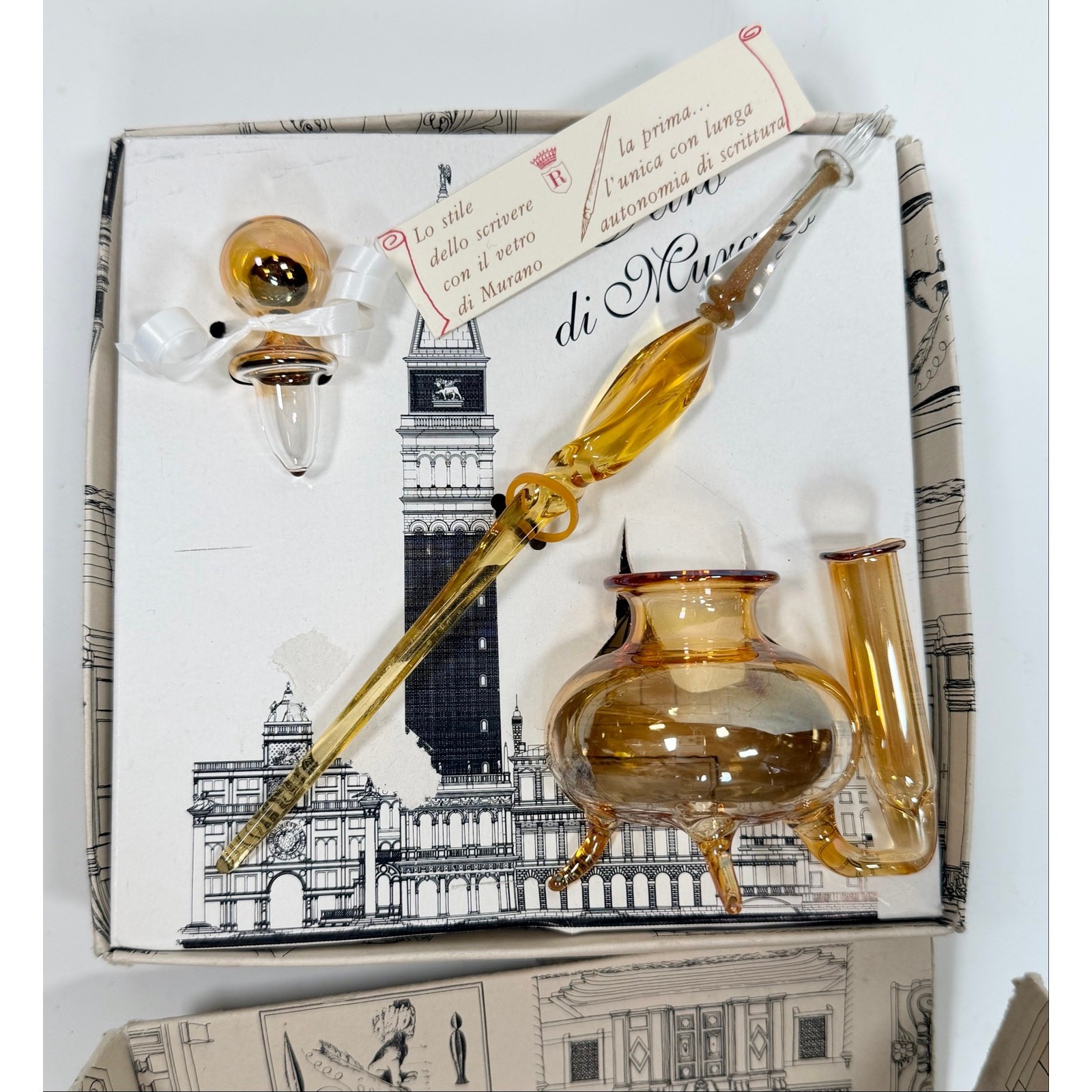 NIB Vintage Murano Glass Calligraphy & Dip Pen Set NIB Vintage Murano Glass Calligraphy & Dip Pen Set
