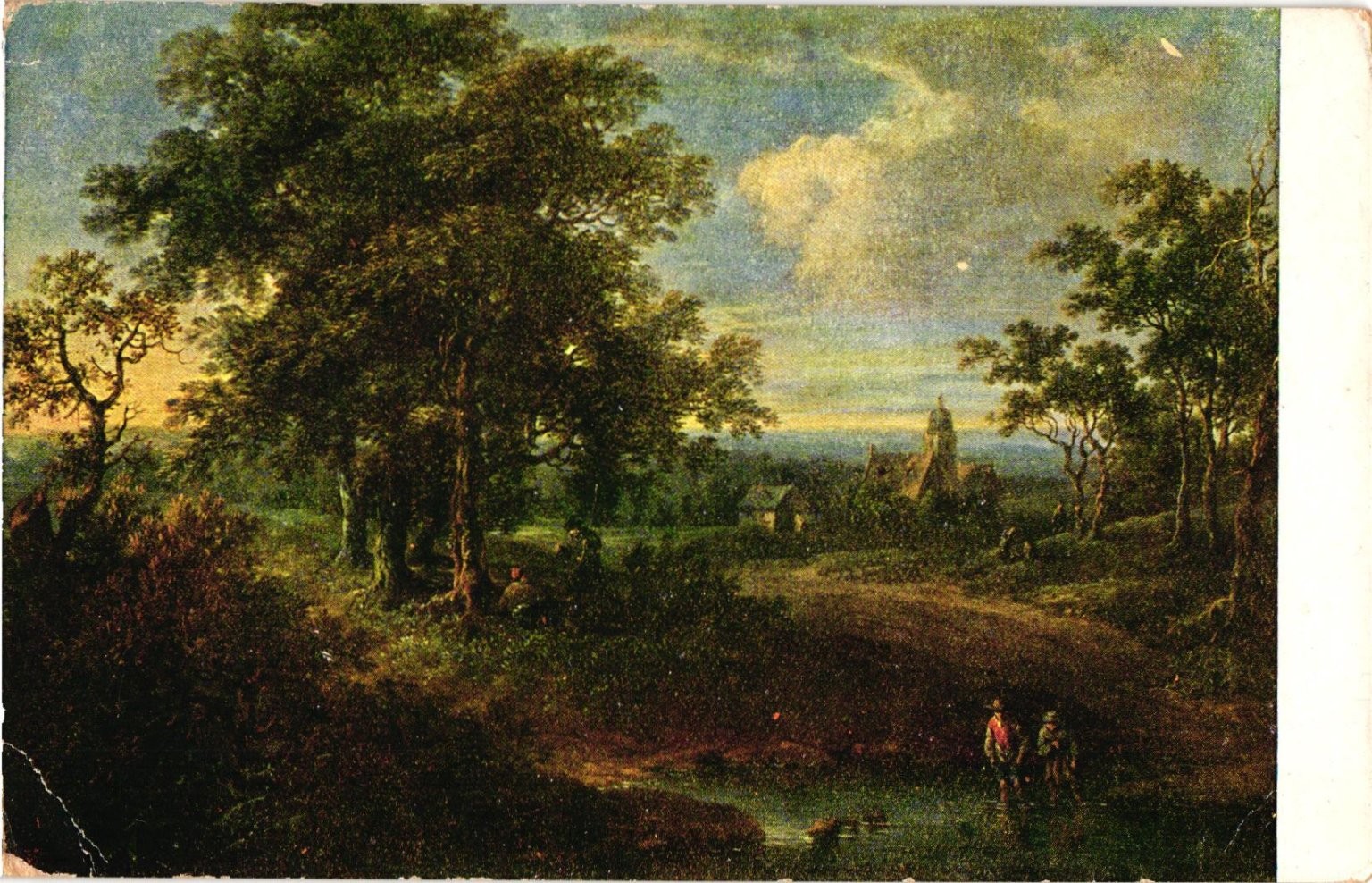 Vintage Art Postcard Village Landscape Painting Old Master Style Divided Back Vintage Art Postcard Village Landscape Painting Old Master Style Divided Back