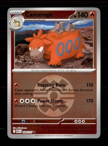 Camerupt 028/217 Ascended Heroes Reverse Ball Camerupt 028/217 Ascended Heroes Reverse Ball