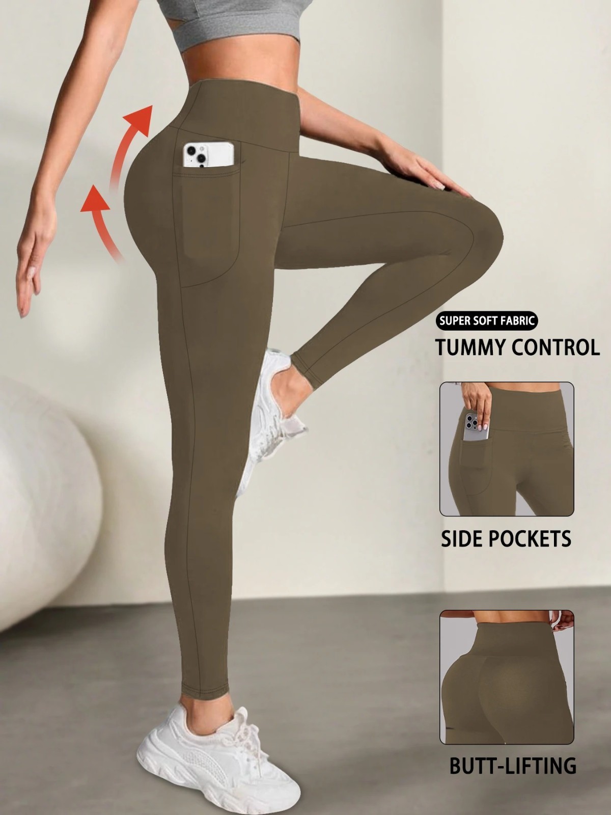 Women\'s High Waist Tummy Control Leggings Pockets Buttery Soft Squat Proof Yoga