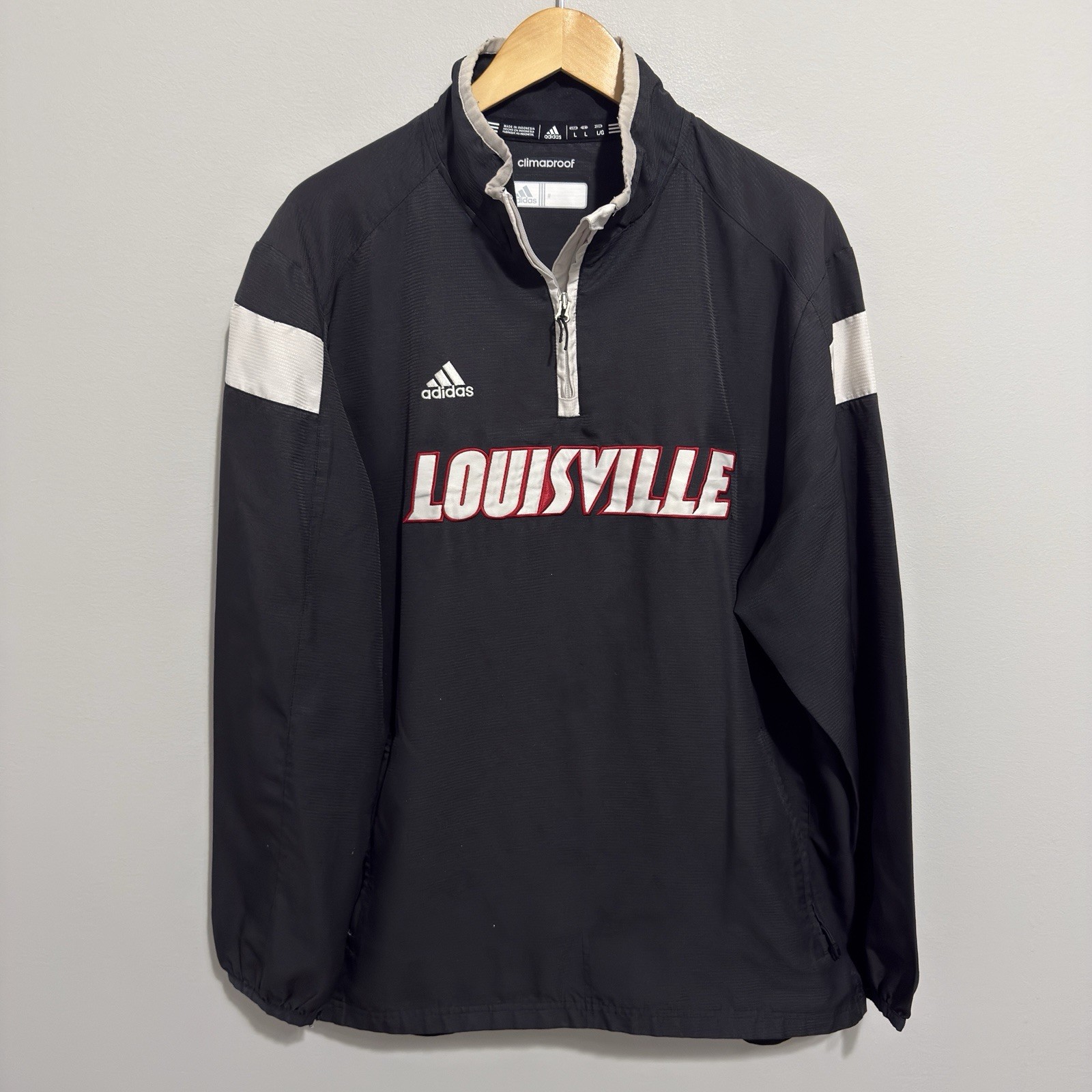 Louisville Cardinals Jacket Men Large 1/4 Zip Adidas Basketball Team Issue