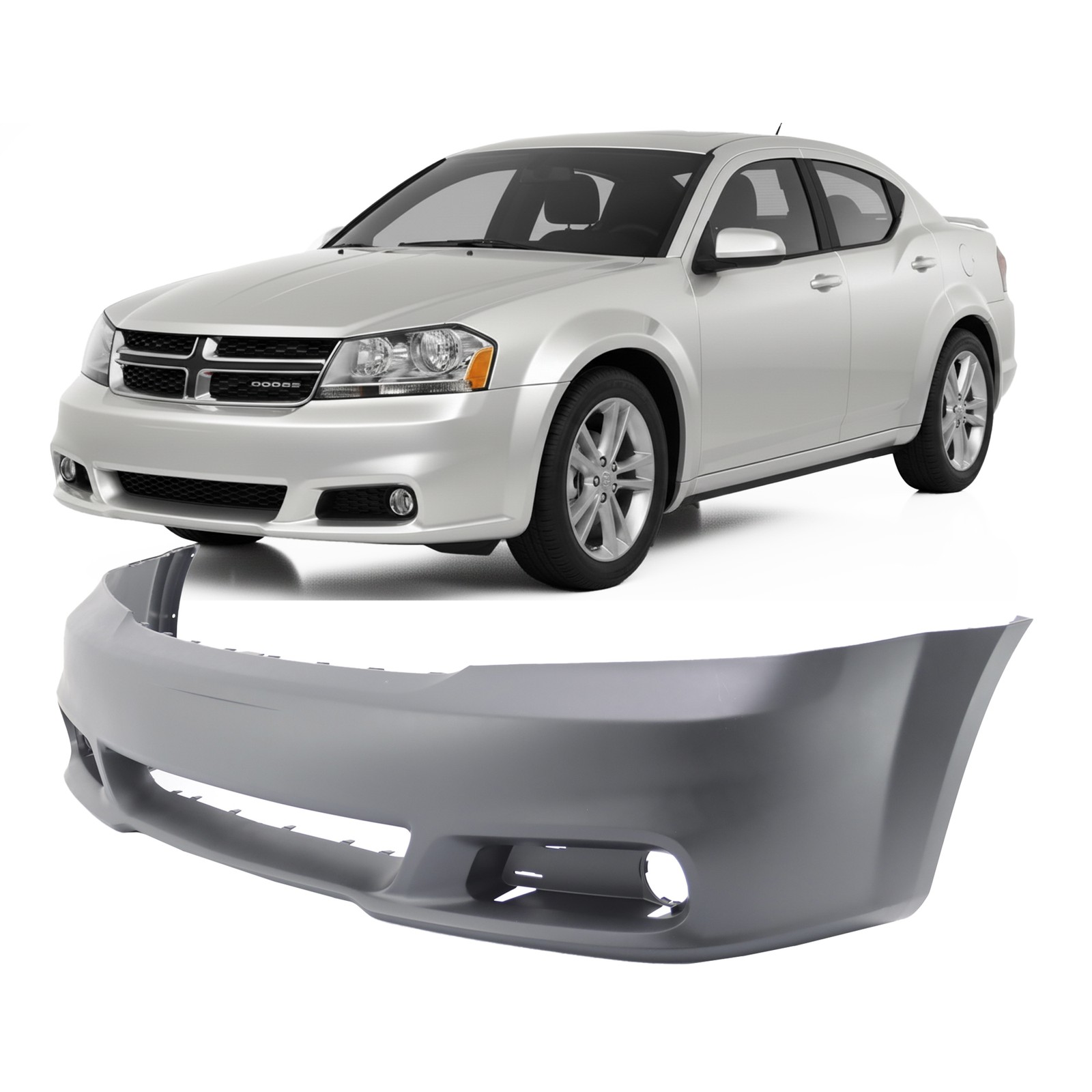 2011-2014 Dodge Avenger Sedan Primed Front Bumper Cover CH1000996 68081991AB