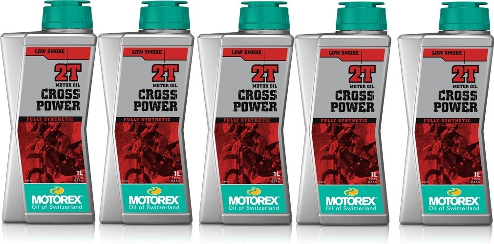 5 Bottles Motorex Cross Power Synthetic 2-Stroke Oil 1L 2T Pre-Mix Racing KTM
