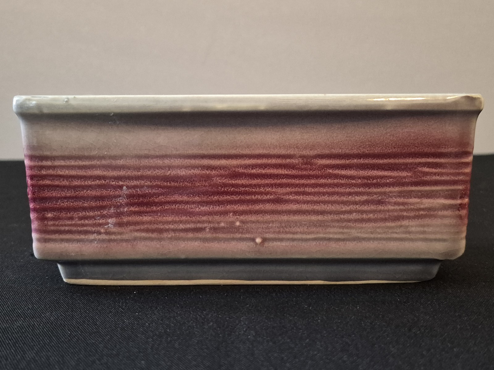 Vintage McCoy USA Window Box Planter Maroon Stripe Vintage McCoy USA Window Box Planter Maroon Stripe