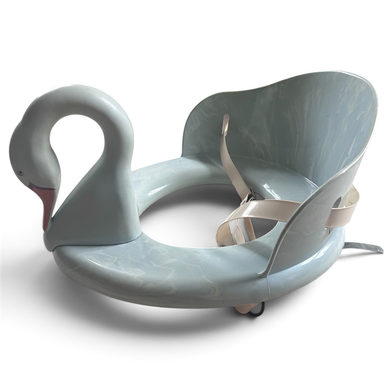 Rare Vintage 1950s Blue Marbled Plastic Swan Baby Potty Training Chair Toilet