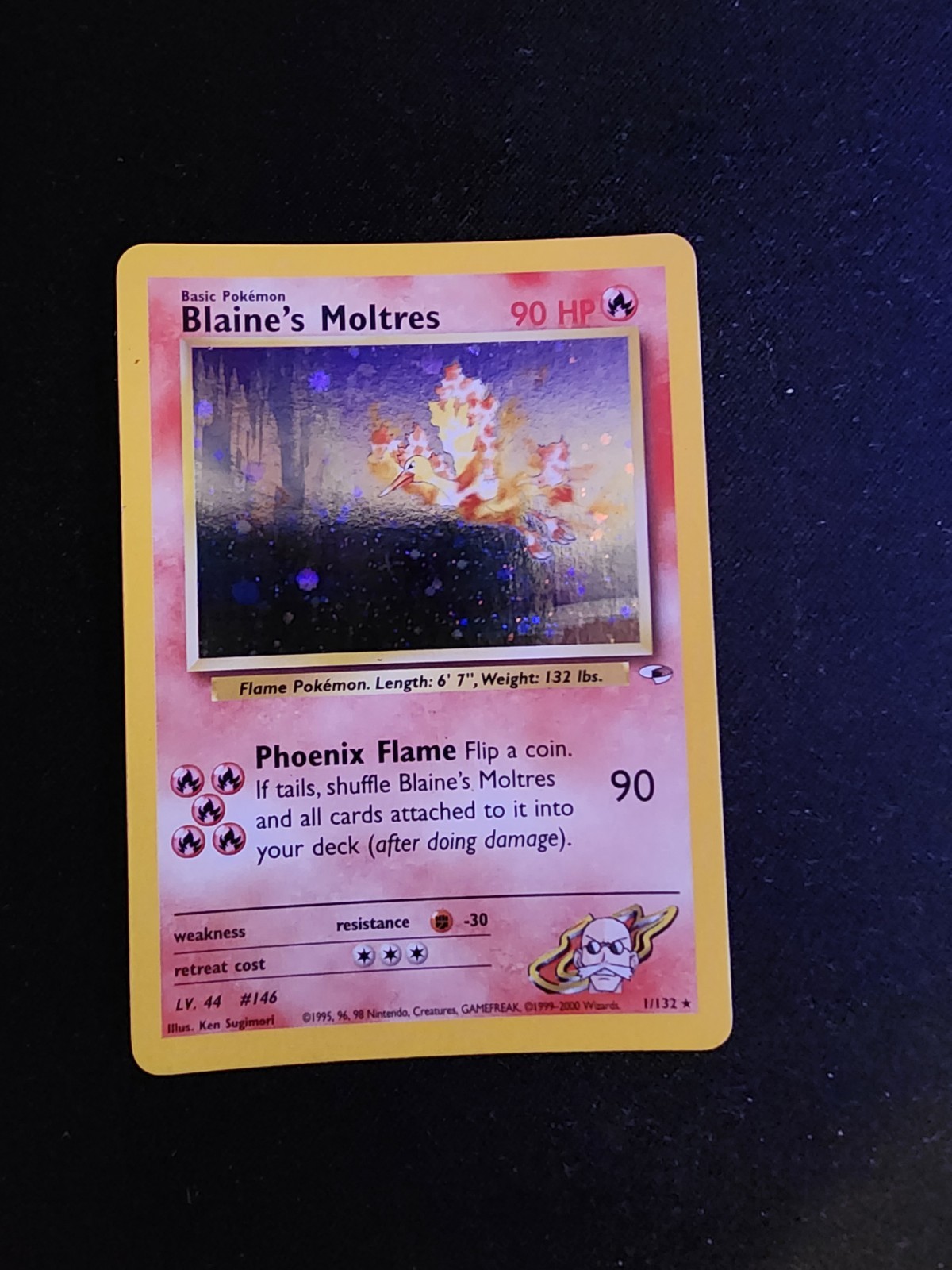 Blaine\'s Moltres 2000 Pokemon Gym Challenge 1/132 MP condition WOTC Vintage