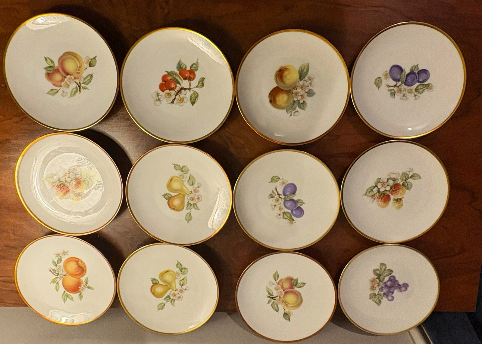 12 Vtg Hutschenreuther Germany PASCO Porcelain Fruit Dessert Plates 8\
