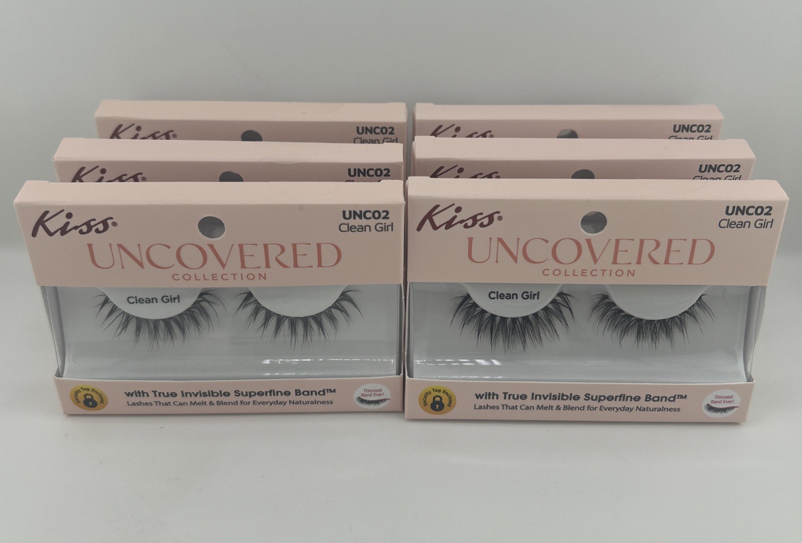 (6) Kiss Uncovered Collection Eye Lashes UNC02 Clean Girl 6 pack (6) Kiss Uncovered Collection Eye Lashes UNC02 Clean Girl 6 pack