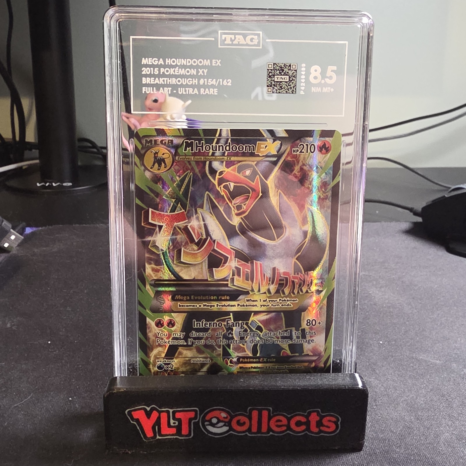 M Houndoom EX (Full Art) 154/162 Breakthrough Holo TAG 8.5