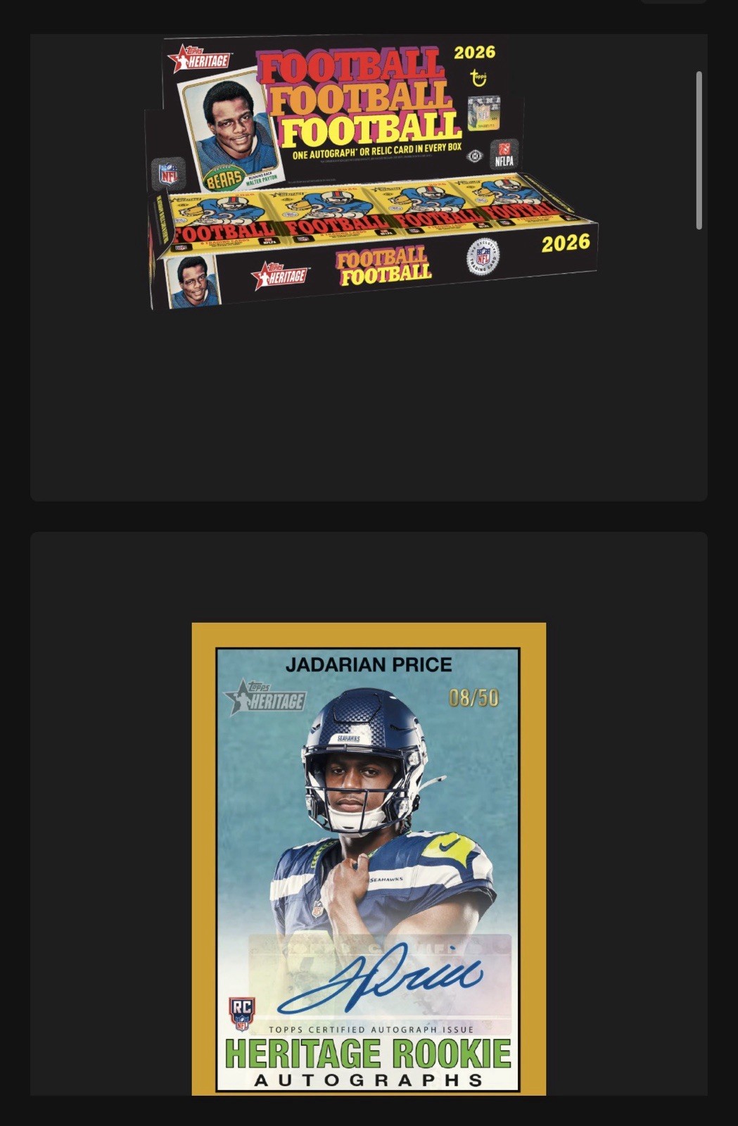 2026 Topps Heritage Football Hobby Box New Sealed PRESALE Ships 10/21/2026 2026 Topps Heritage Football Hobby Box New Sealed PRESALE Ships 10/21/2026