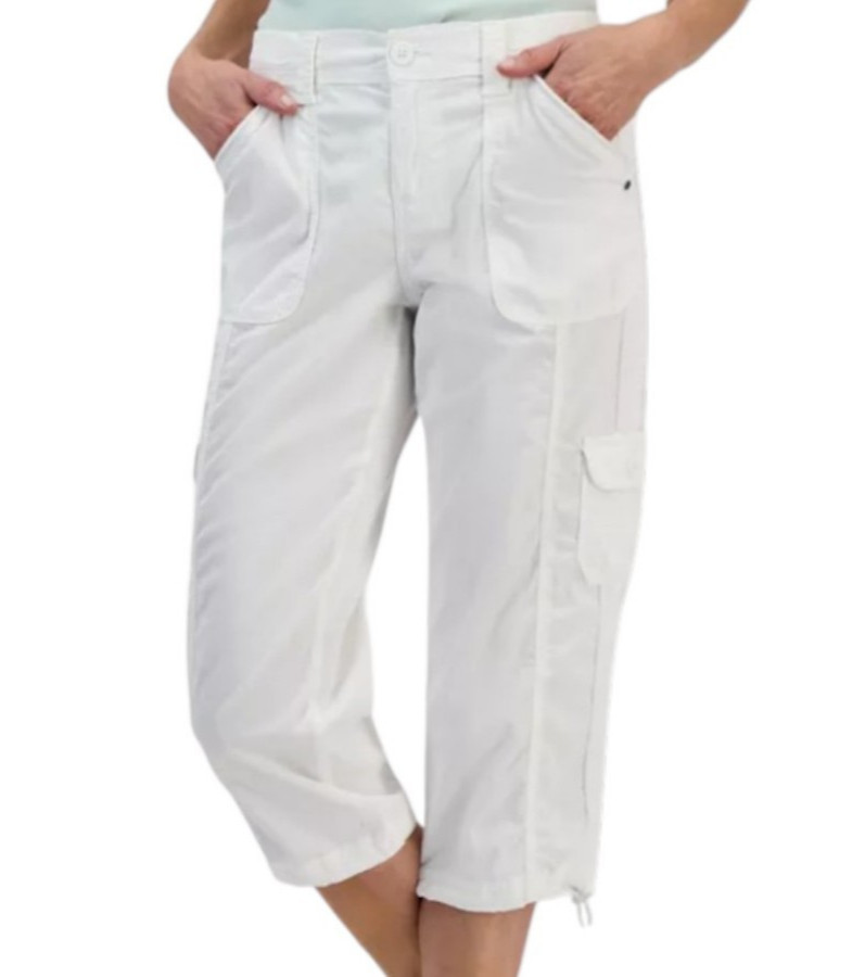 NWT Style & Co Women\'s Mid Rise Capri Cargo Pants - Bright White