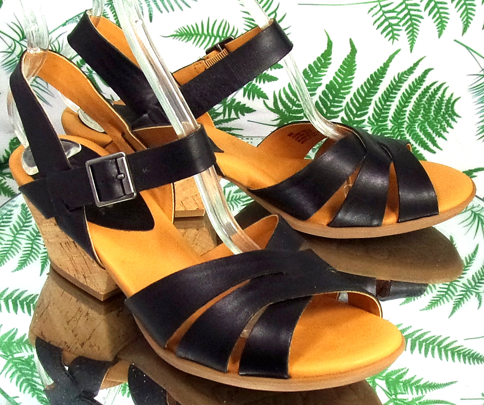 KORKS KORK-EASE BLACK ANKLE STRAP DRESS SANDALS HEELS SHOES US WOMENS SZ 9 M