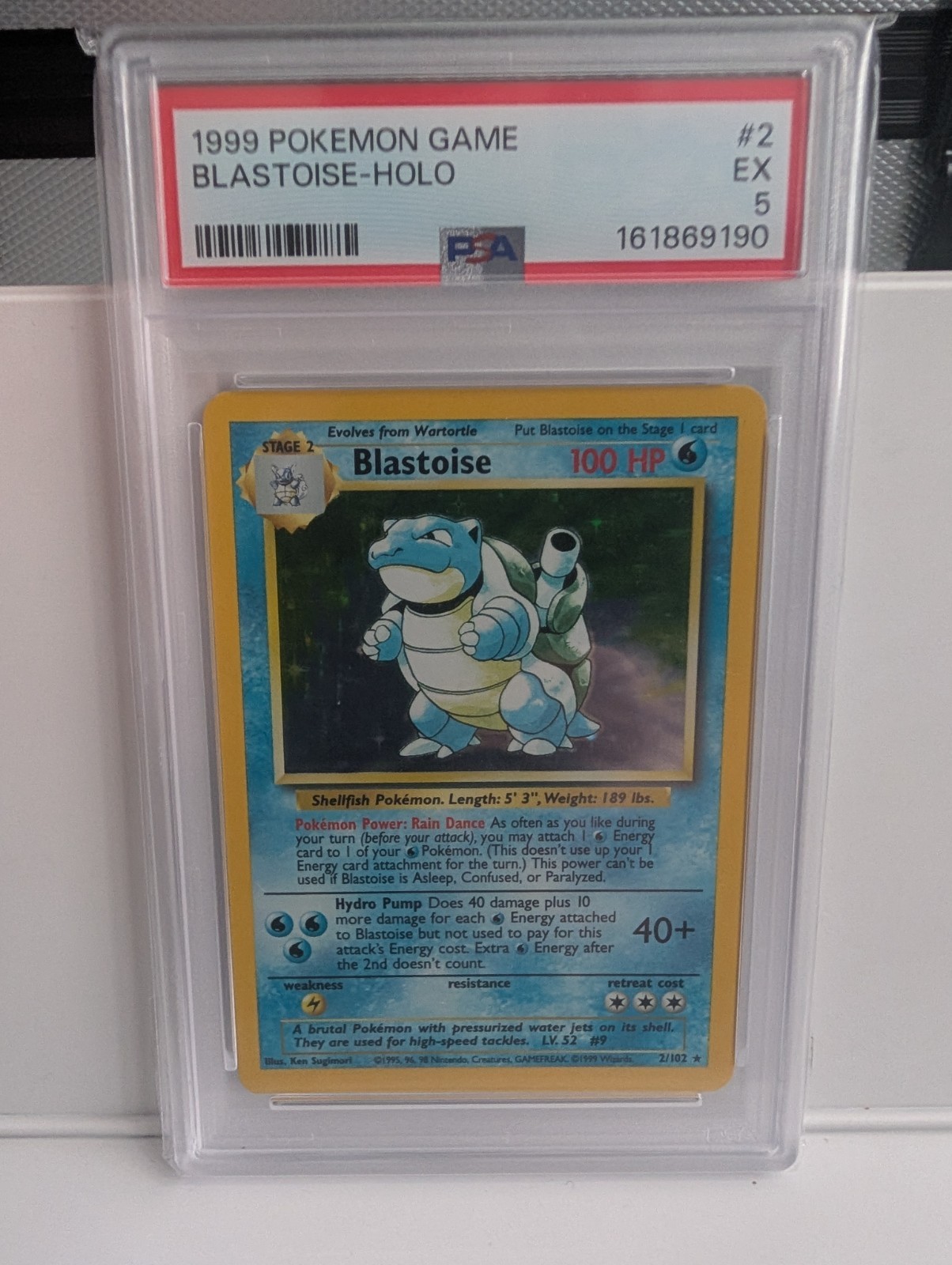 1999 Pokemon Base Set Blastoise Holo 2/102 PSA 5 EX WOTC Vintage Graded Card 1999 Pokemon Base Set Blastoise Holo 2/102 PSA 5 EX WOTC Vintage Graded Card