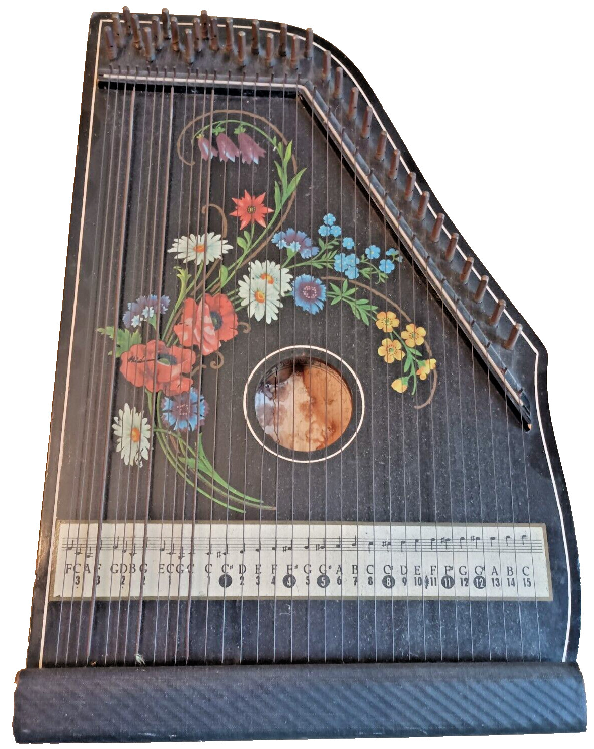 Antique/VTG Jubeltone Konzert Salon Harfe Qualitatsmarke Zither Lap Harp Germany