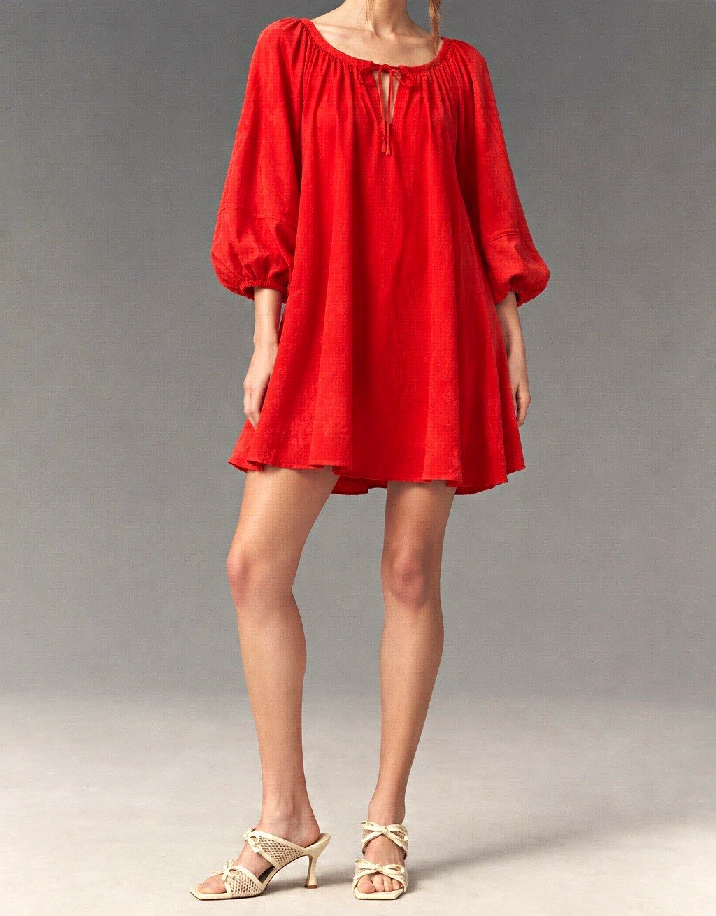 Anthropologie nwt Vibrant Orange Balloon Sleeve Shift Dress Bohemian peasant L