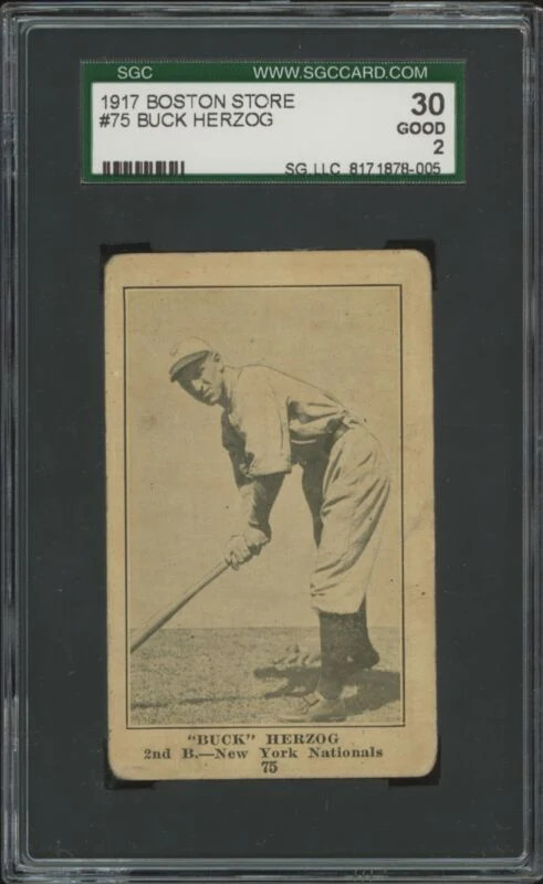 1917 BOSTON STORE BUCK HERZOG 75 GOOD H801-8 RARE SGC 2 BASEBALL NEW YORK GIANTS