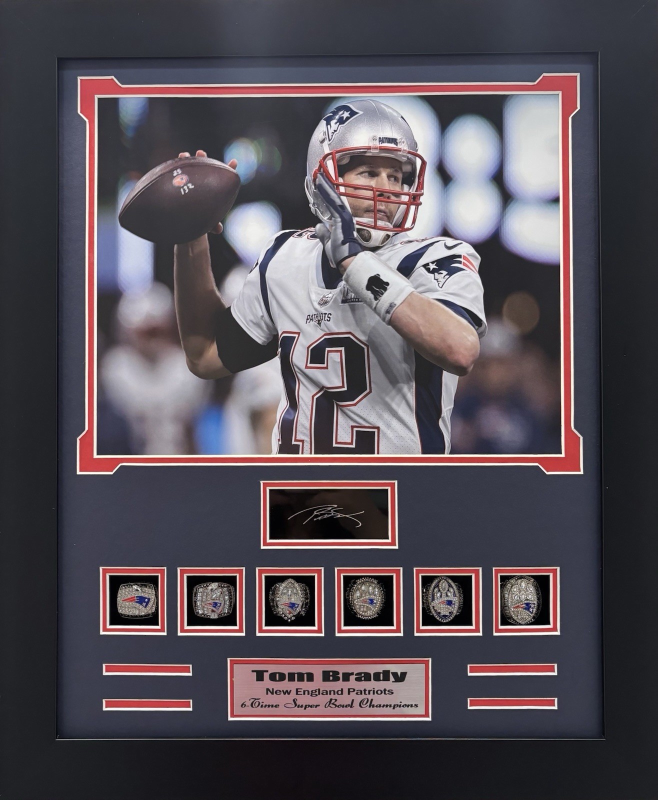 Tom Brady New England 6 Time Super Bowl Champion Ring Frame Tom Brady New England 6 Time Super Bowl Champion Ring Frame