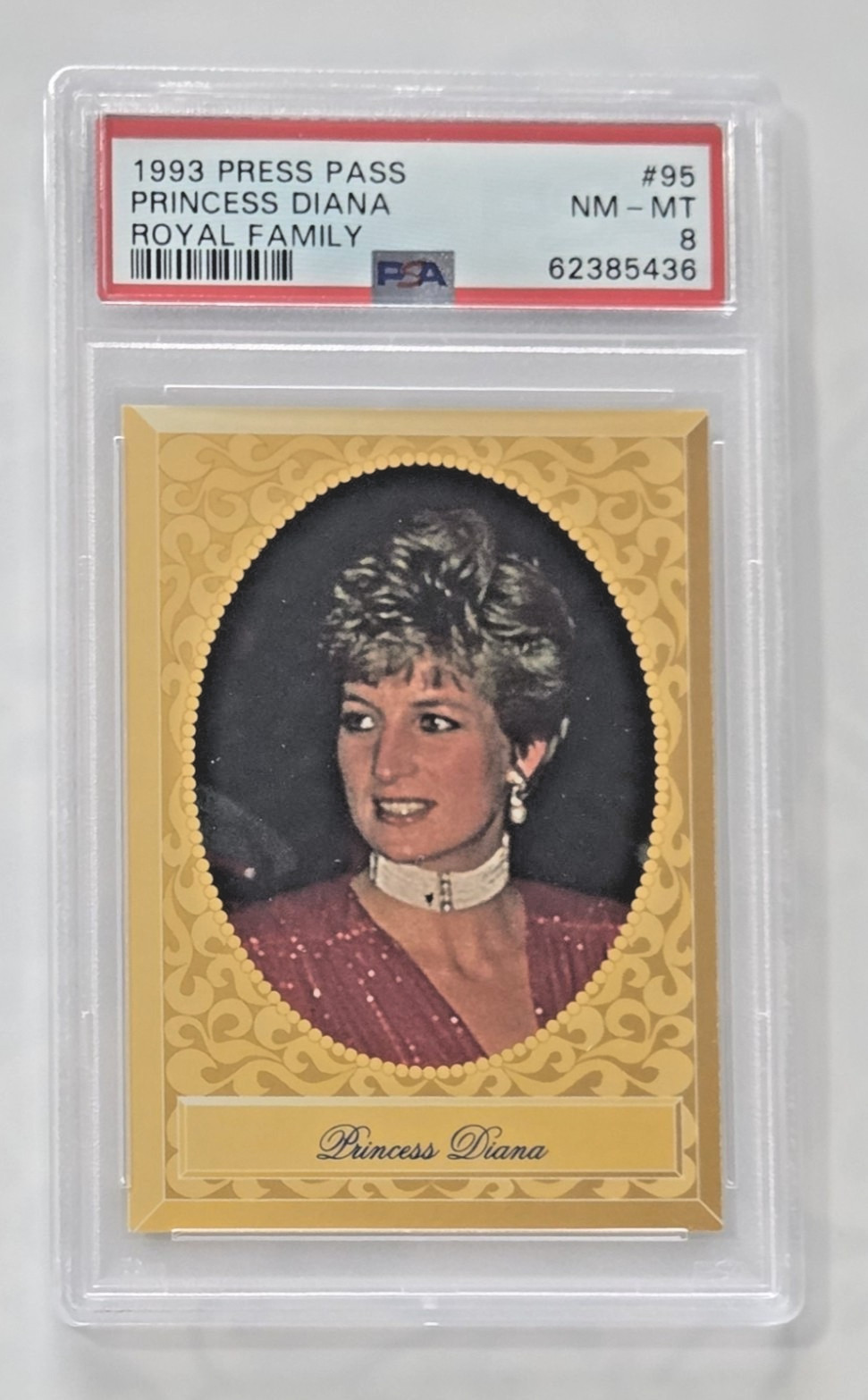 Princess Diana 1993 Press Pass Royal Family #95 PSA Near Mint-Mint Princess Diana 1993 Press Pass Royal Family #95 PSA Near Mint-Mint