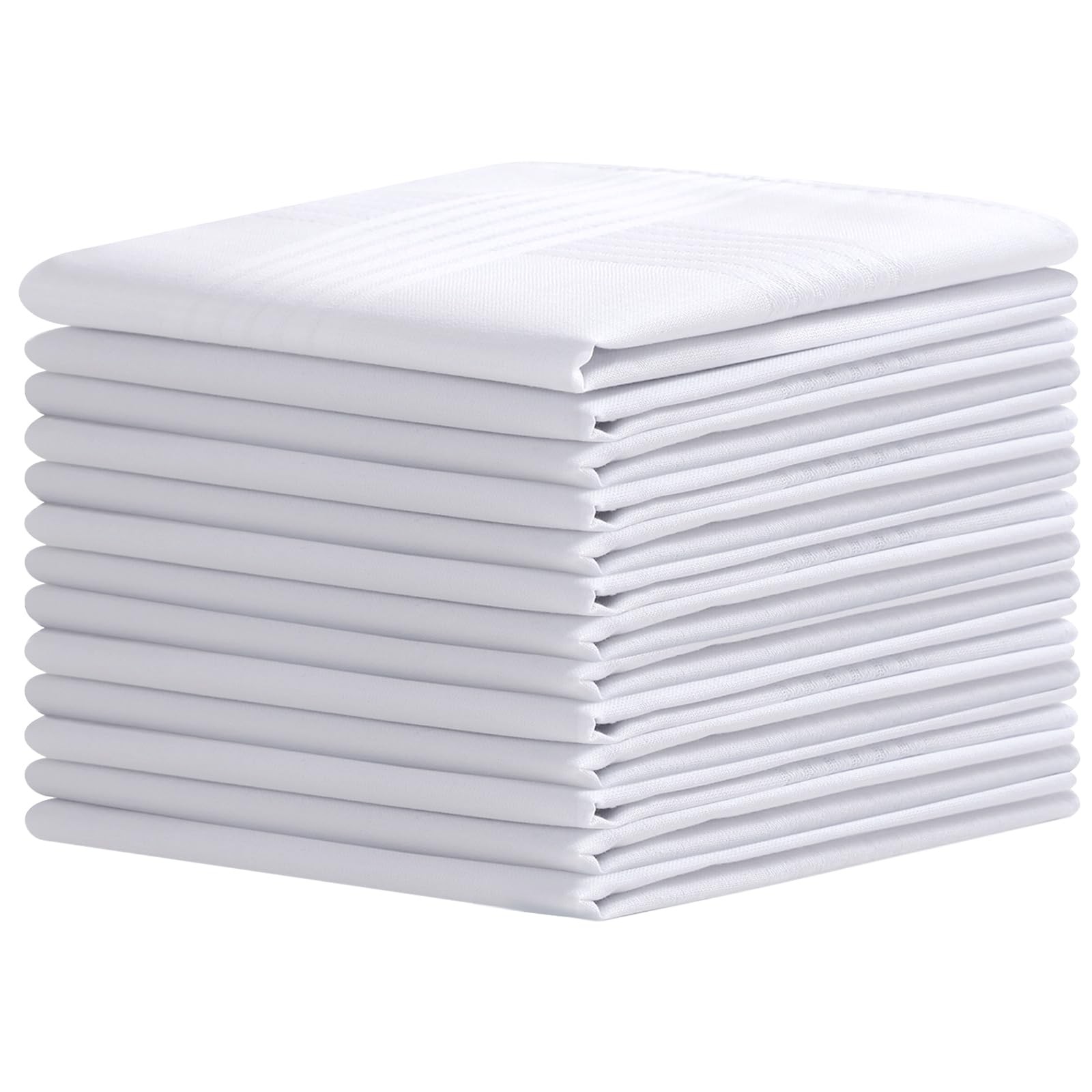 Ohuhu Handkerchiefs for Men, 100% Soft Cotton Hankerchief Machine Wash White Poc
