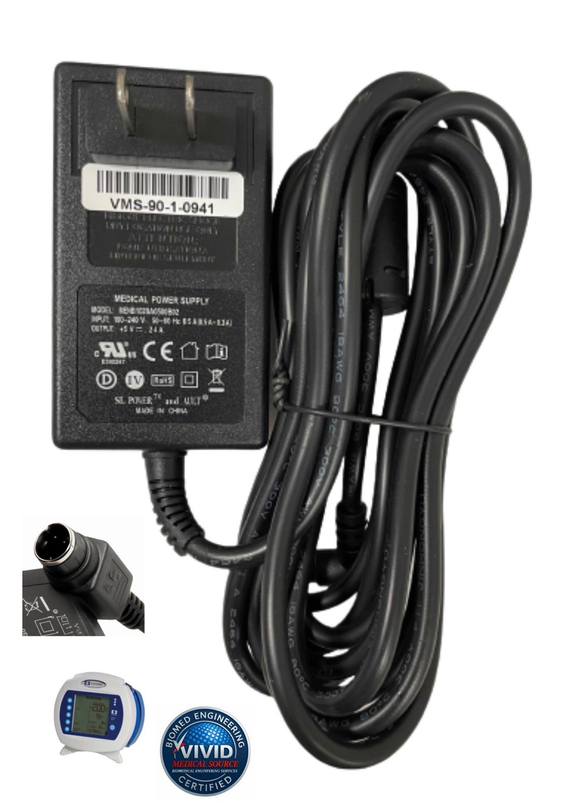 Covidien Kangaroo Epump Power Supply 382491 AC Adapter 4 Pin Plug New 1 Yr Warra