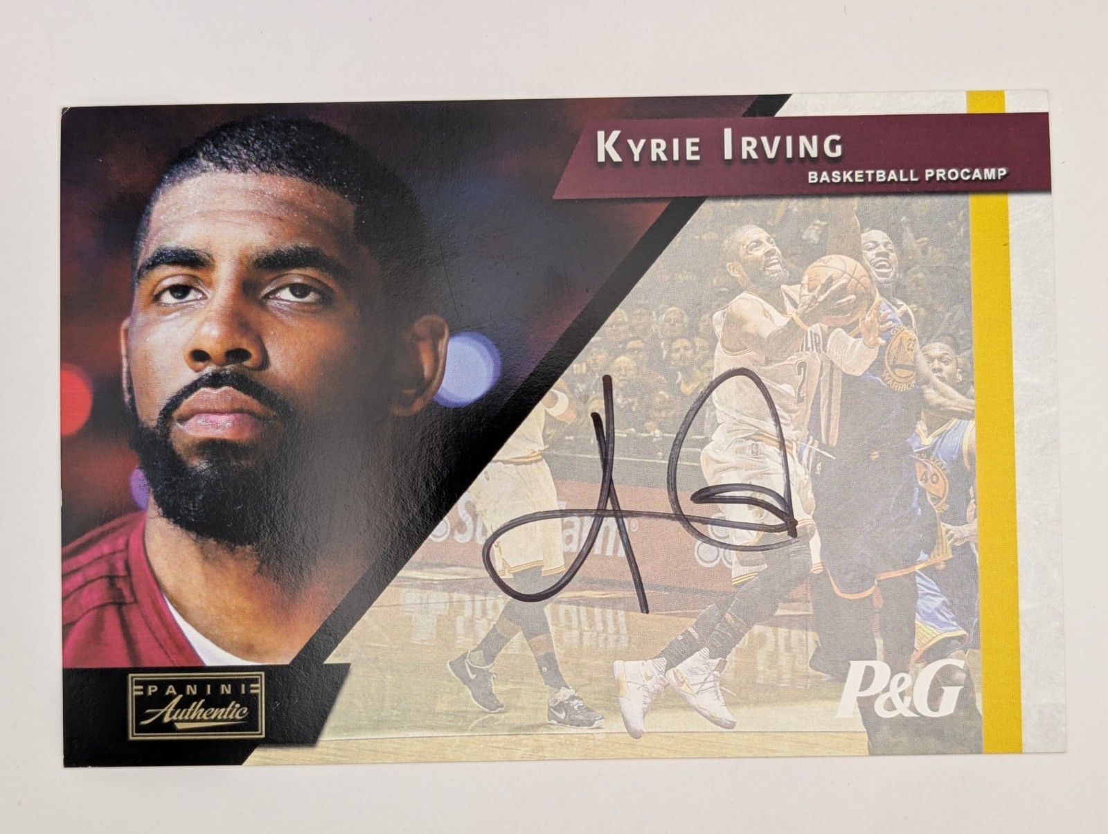 Kyrie Irving Pro Camp In Person Autograph w/NBA Championship Trophy in Team Pic