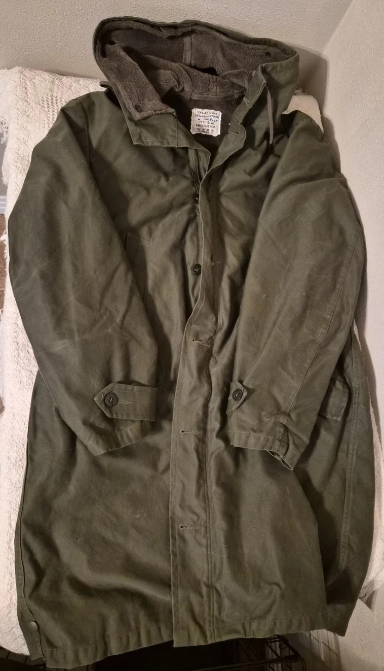 1984 Schwarz Passau German Army Moleskin Winter Parka Jacket , Size 46/XS