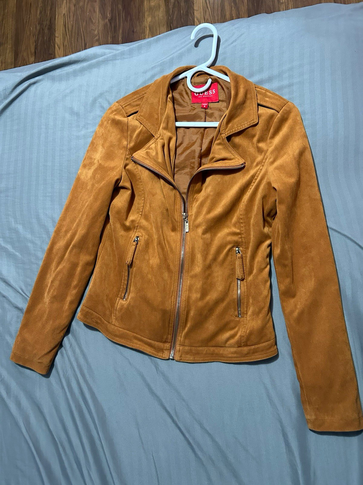 GUESS Women’s Brown Biker Jacket M Zip Front Lined Collared Zipped Pockets GUESS Women’s Brown Biker Jacket M Zip Front Lined Collared Zipped Pockets