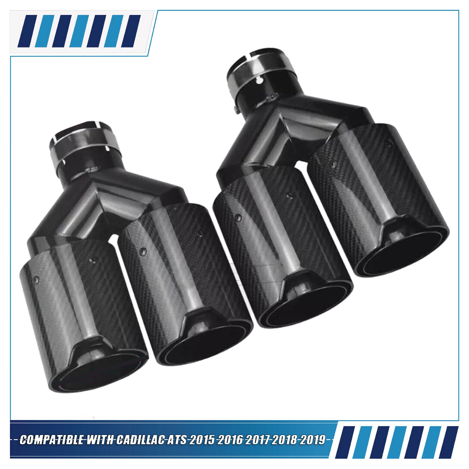 2x Out Dual Exhaust Twin End Tips Tail Pipe Carbon Fiber Fits BMW 63MM In 101MM