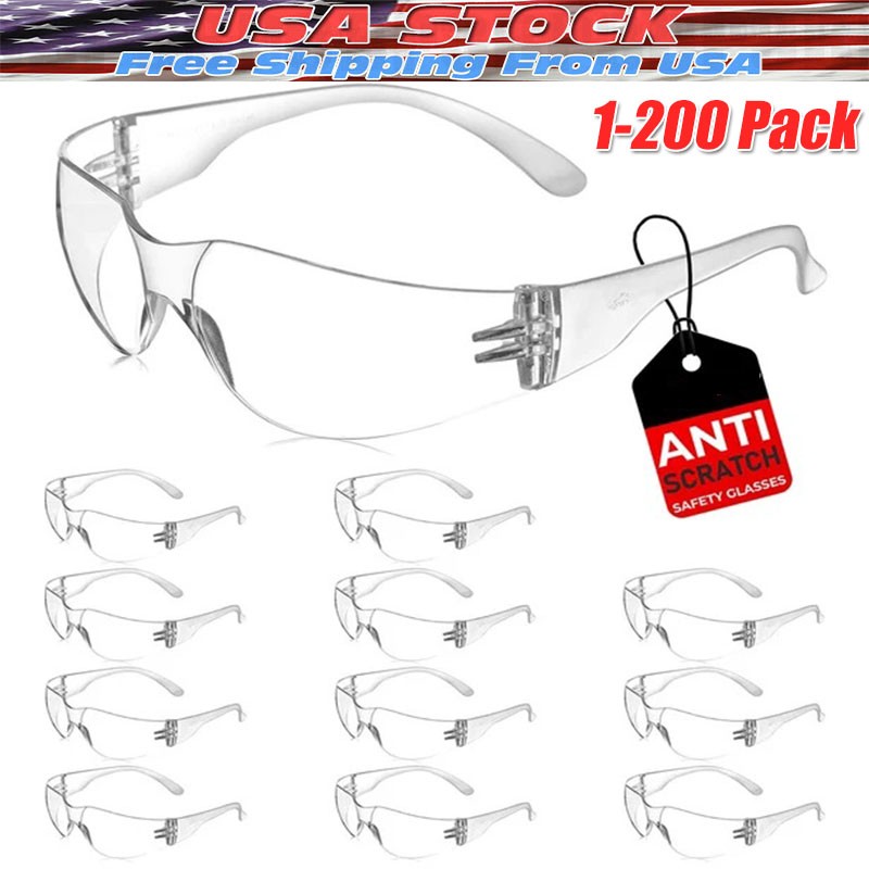 1-200 PAIR PACK Protective Safety Glasses Clear Lens Work UV ANSI Z87 Lot