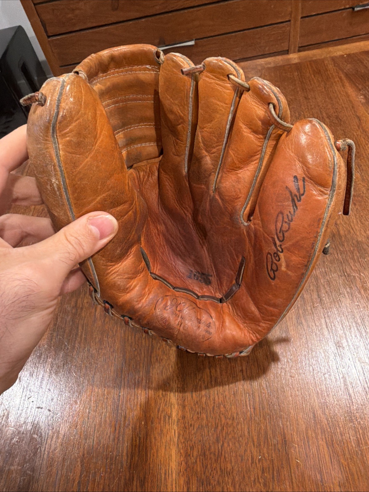 VINTAGE BOB BUHL JC HIGGINS VINTAGE BASEBALL GLOVE MITT RARE