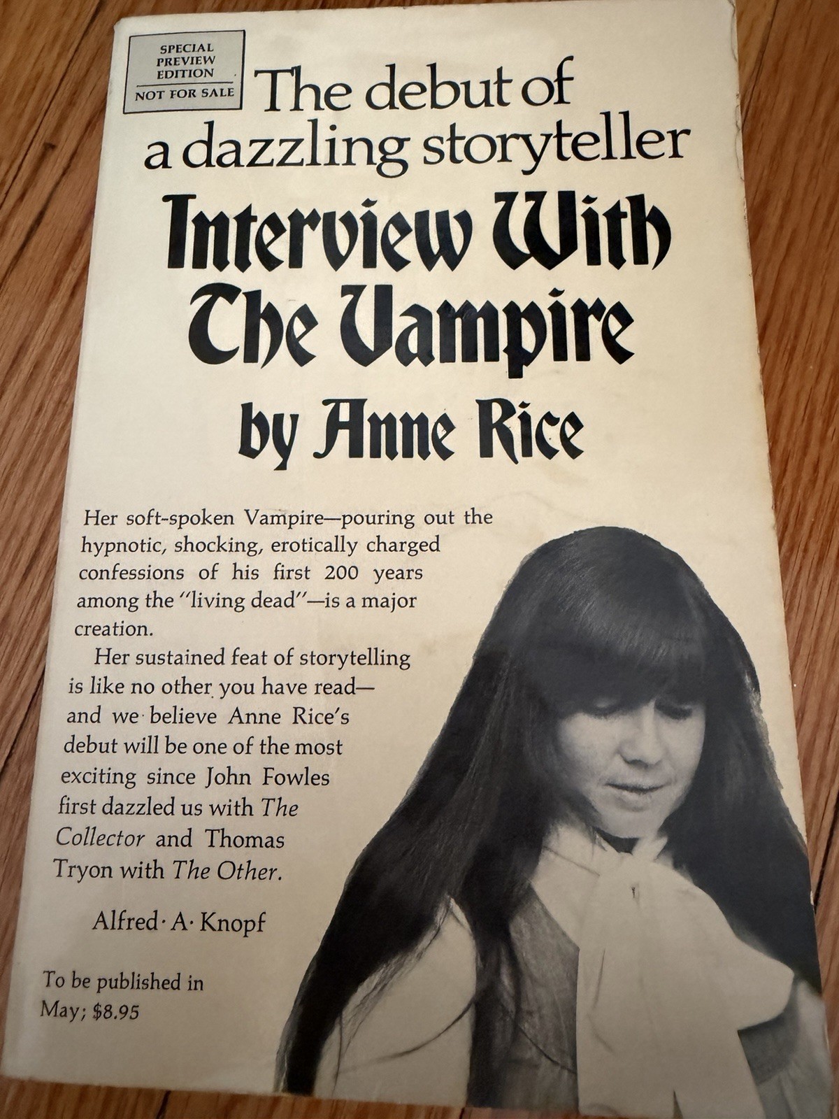 RARE/Interview with the Vampire/Anne Rice/1976/Pre-Publication Preview Edition