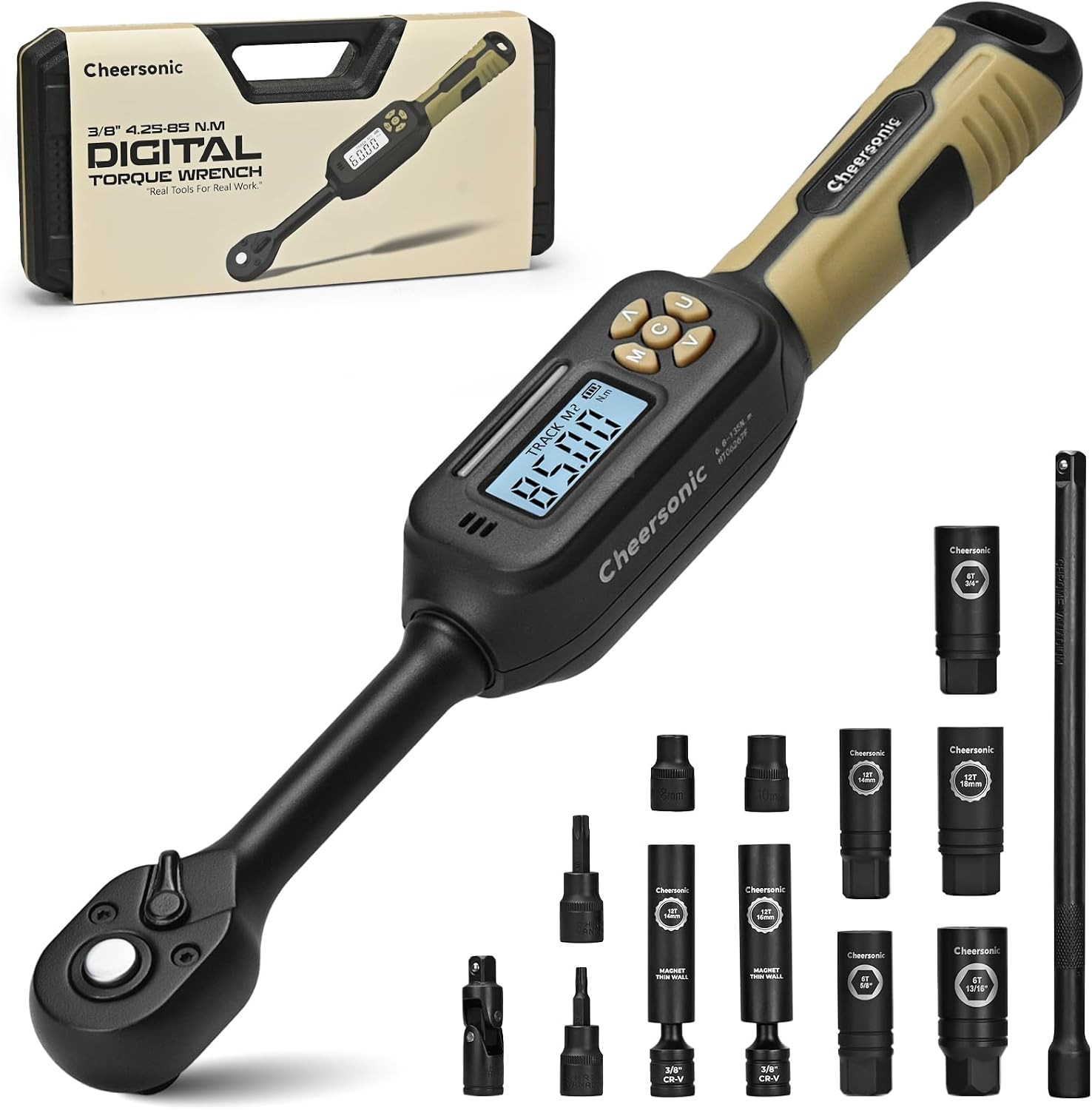 Digital Torque Wrench 3/8 Drive, 3.1-62.7Ft-Lb ±1% Accuracy Inch Pound Torque Wr Digital Torque Wrench 3/8 Drive, 3.1-62.7Ft-Lb ±1% Accuracy Inch Pound Torque Wr