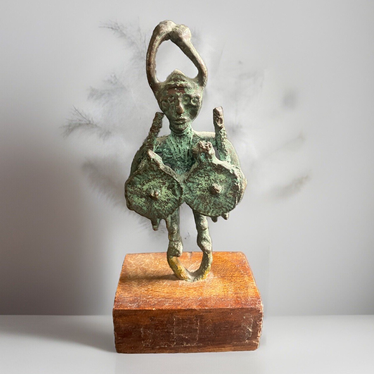 Vintage Sardinia Nuragic Warrior Cast Bronze Sculpture/Statue