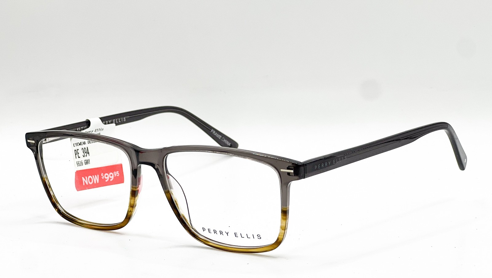 NEW PERRY ELLIS PE 394-2 GRAY HORN AUTHENTIC EYEGLASSES 55-16