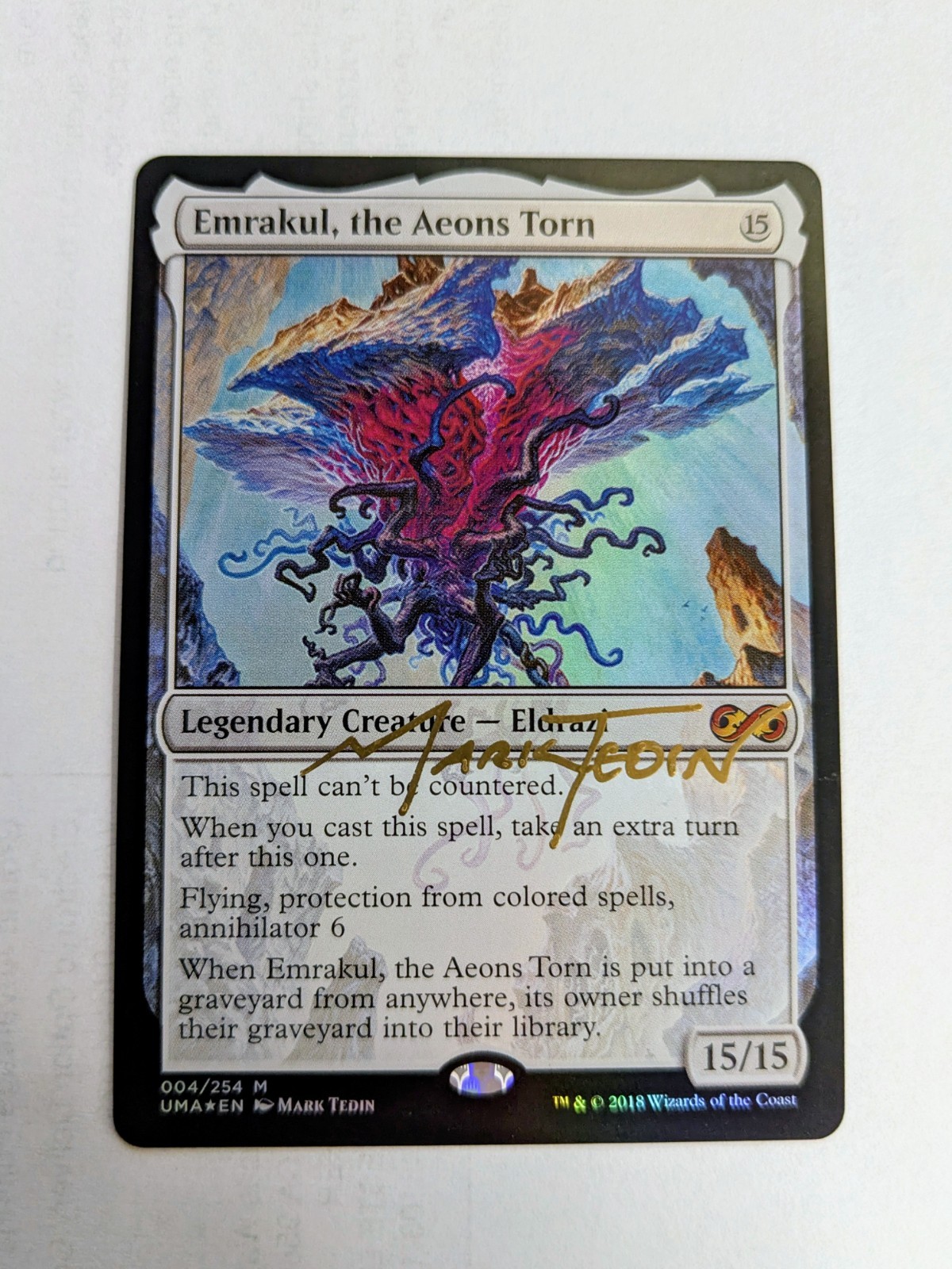 MTG FOIL Emrakul, the Aeons Torn SIGNED IN GOLD BY MARK TEDIN MTG FOIL Emrakul, the Aeons Torn SIGNED IN GOLD BY MARK TEDIN