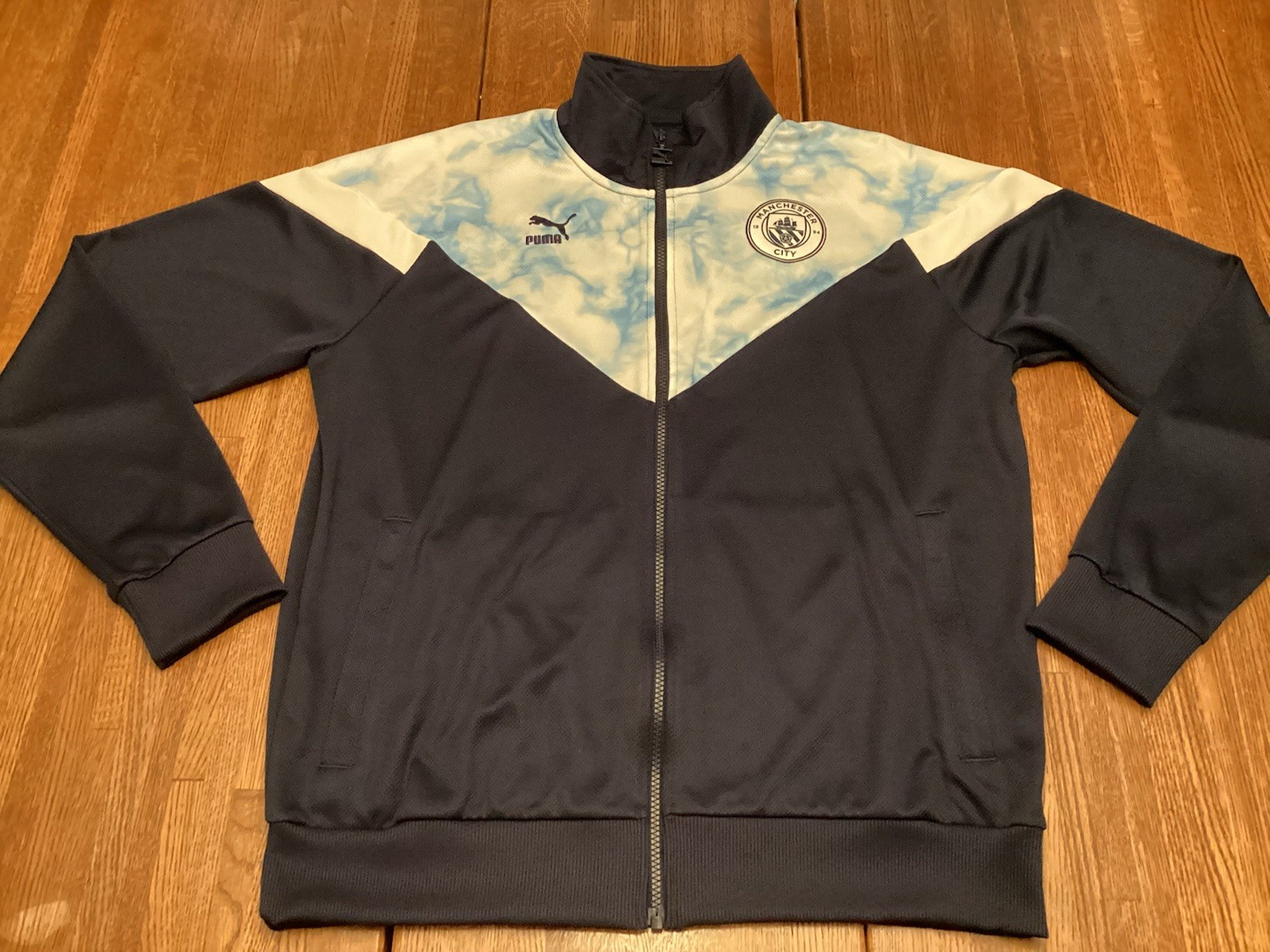 NWOT\'s Puma Manchester City FC Soccer Iconic Track Jacket Navy Blue Men\'s Size L