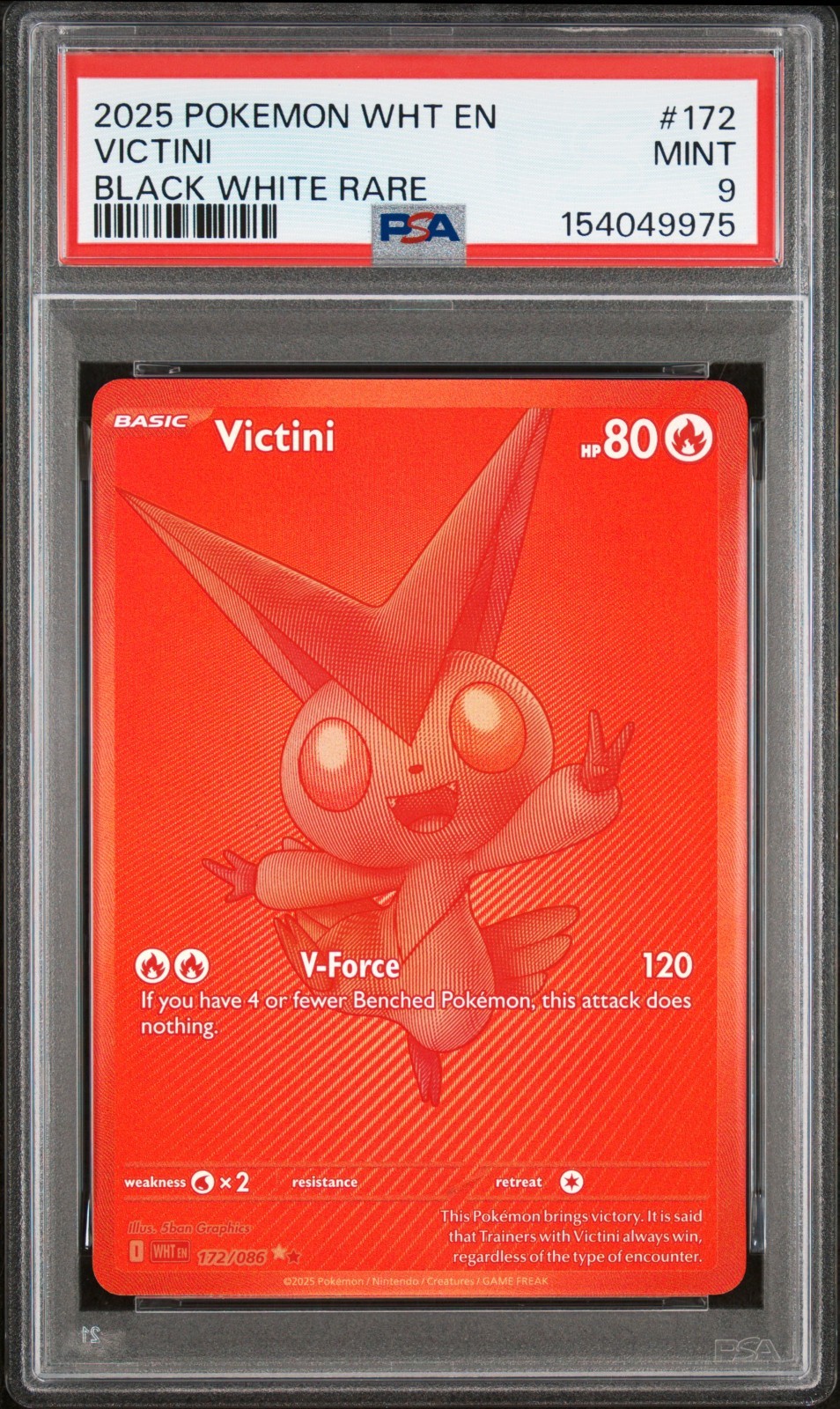 2025 POKEMON WHT EN-WHITE FLARE BLACK WHITE RARE #172 VICTINI PSA 9 2025 POKEMON WHT EN-WHITE FLARE BLACK WHITE RARE #172 VICTINI PSA 9