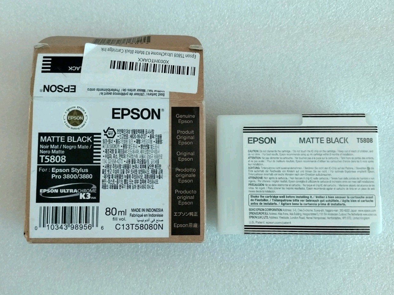 08-2026 Opened Bag Never Used T5808 Genuine Epson Pro 3800 3880 Matte Black Ink 08-2026 Opened Bag Never Used T5808 Genuine Epson Pro 3800 3880 Matte Black Ink