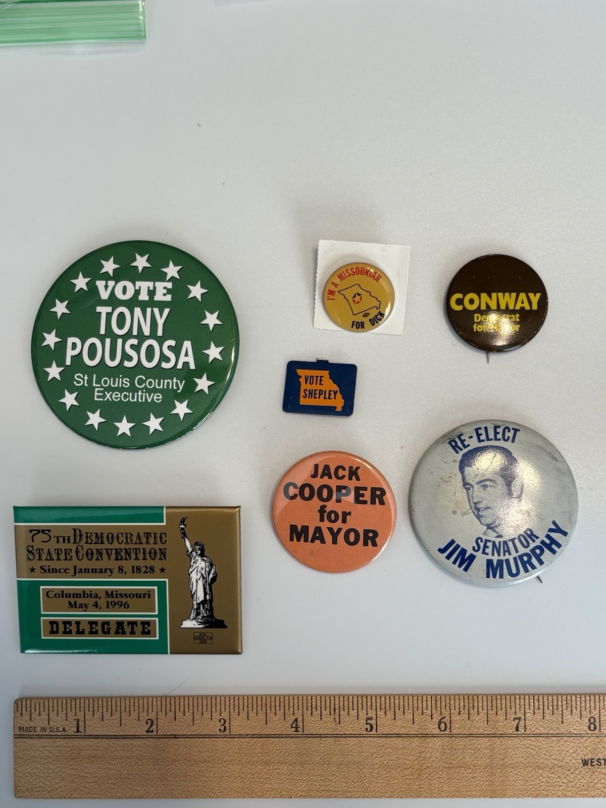 Vintage Missouri Political Campaign Buttons & 1996 Convention Lot 7pc
