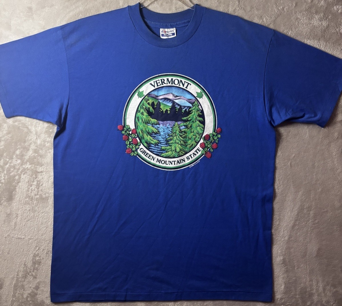 Vintage 1990 Vermont Green Mountain State T Shirt XL Single Stitch USA Hanes