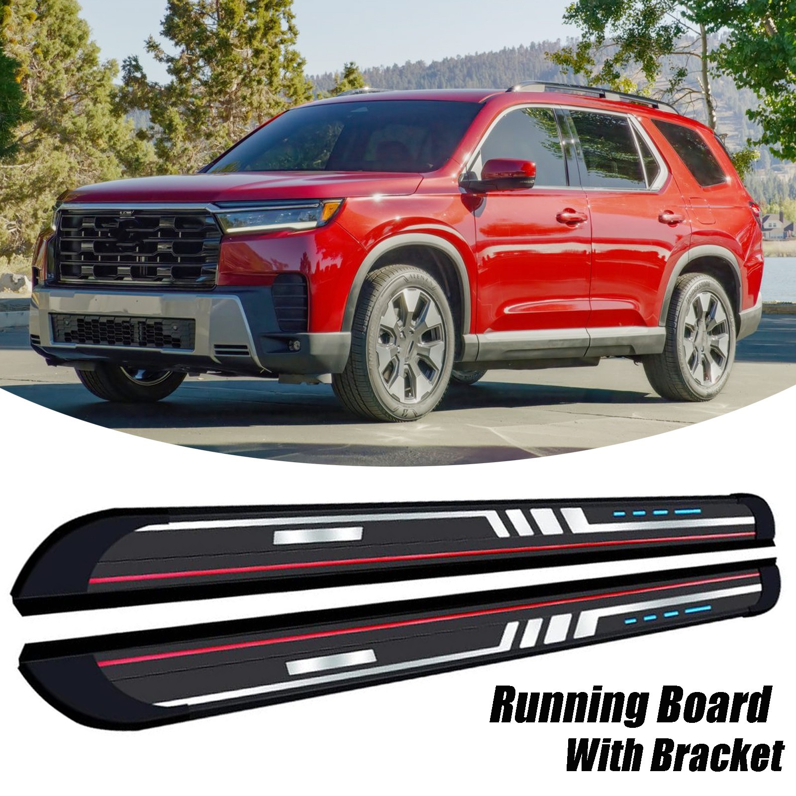 Alu Running Board Side Step Pedal Nerf Bars Fit Honda Pilot 2023 2024 2025 2026